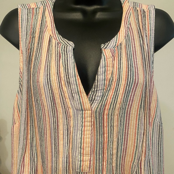 Sonoma Striped Sleeveless Pintuck Shift Dress. Color: Multi. Size:L - Picture 6 of 10